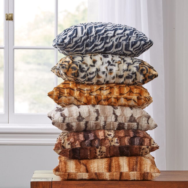 Animal Print Faux Fur Pillow Covers, , alternate image number 1