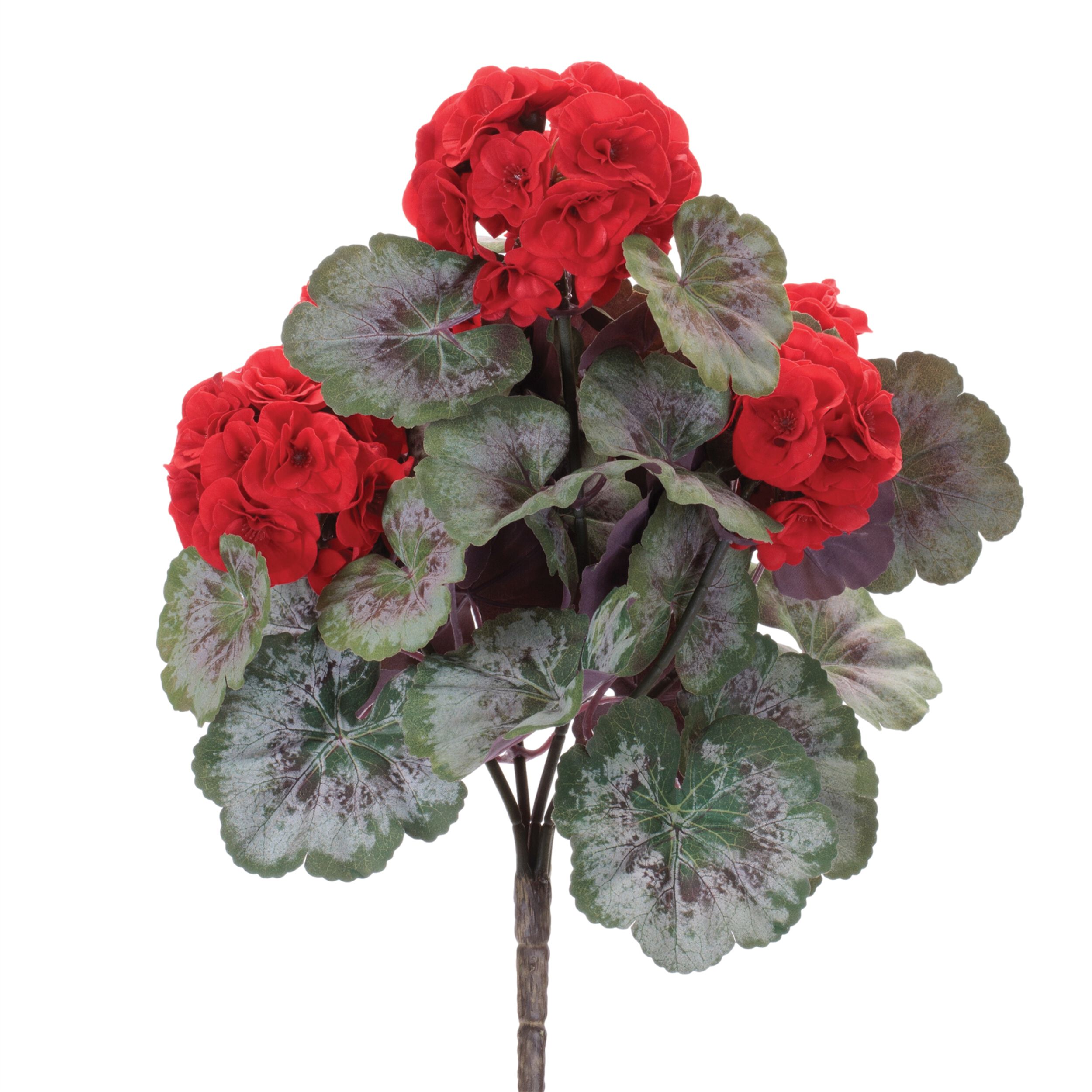 Geranium Floral Bush Set of 2, RED GREEN, hi-res image number 0