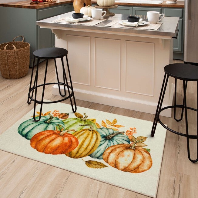 Fall Pumpkins Vintage Kitchen Rug, , alternate image number null