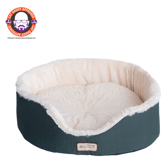 Cat Bed Oval Pet Cuddle House, GREEN IVORY, hi-res image number null