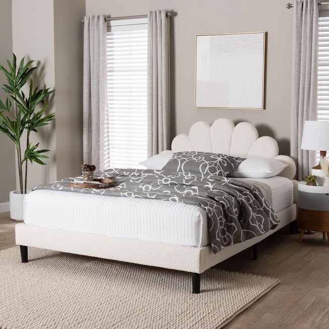 Albion Boucle Upholstered Platform Bed, CREAM, hi-res image number null