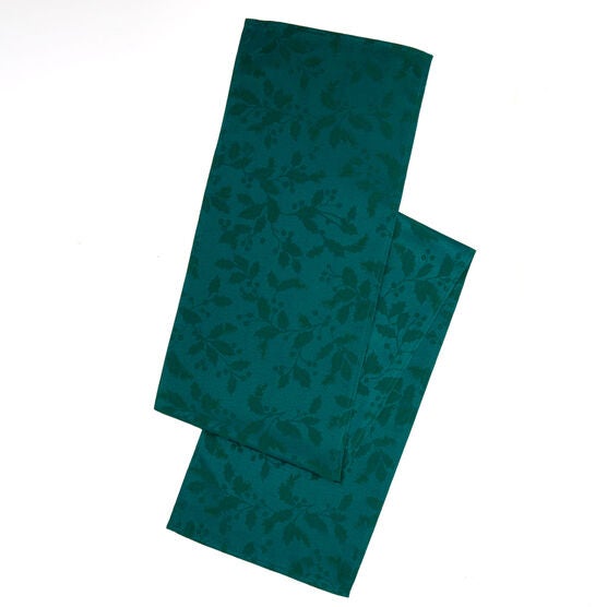 Hollies Damask Table Runner, HUNTER Hollies Damask Table Runner, HUNTER