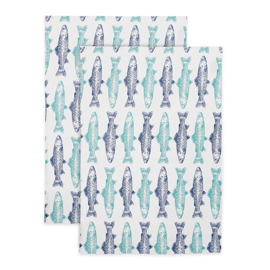 Pet Animal Designer Print Kitchen Dish Towel, Set 2, BLUE MULTI, hi-res image number null