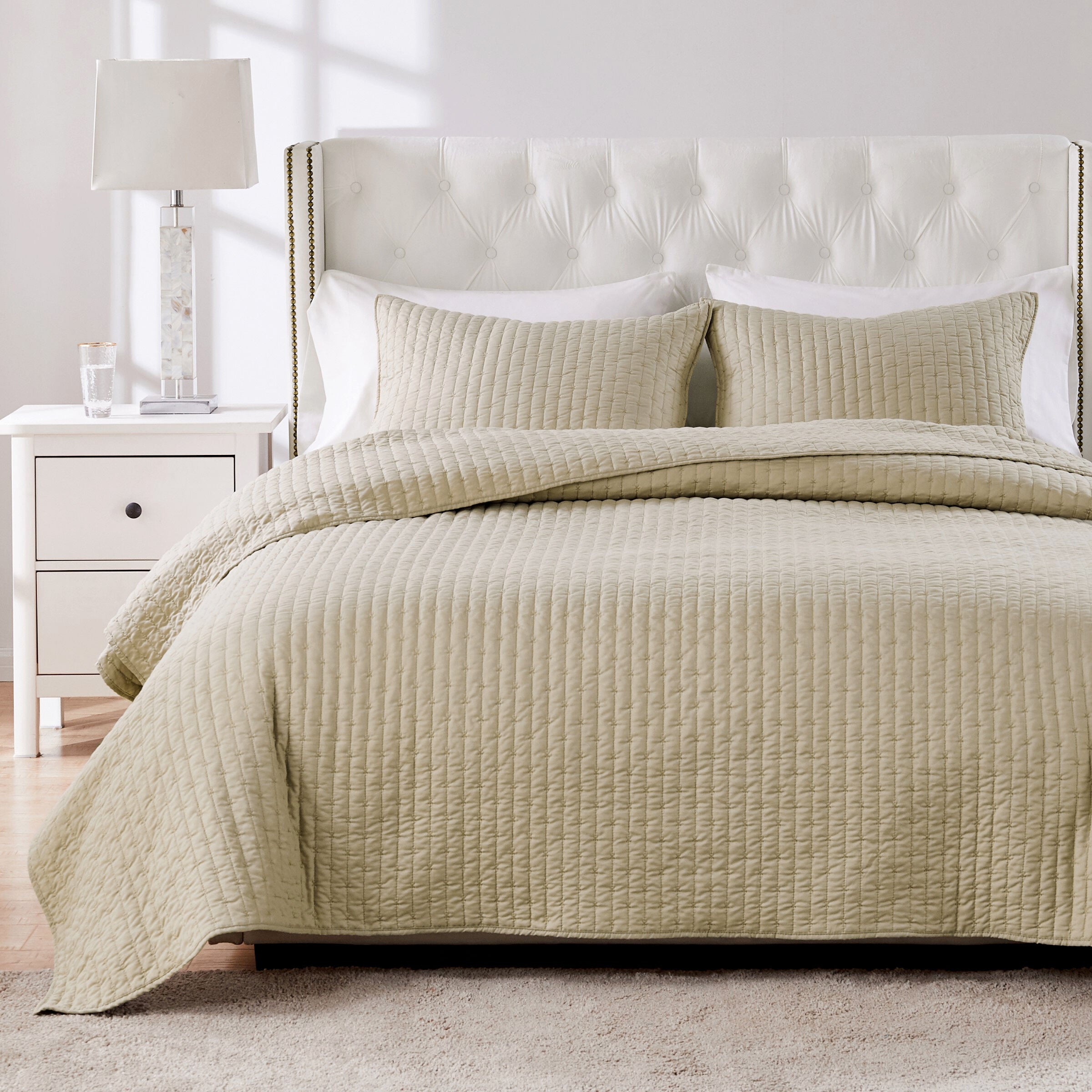 Monterrey Finely Stitched Quilt Set, Taupe, 3-Piece Full/Queen, TAUPE, alternate image number 4