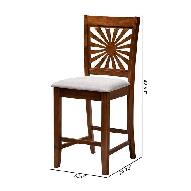 Olympia Modern Beige Fabric And Espresso Brown Finished Wood Counter Stool, , alternate image number null