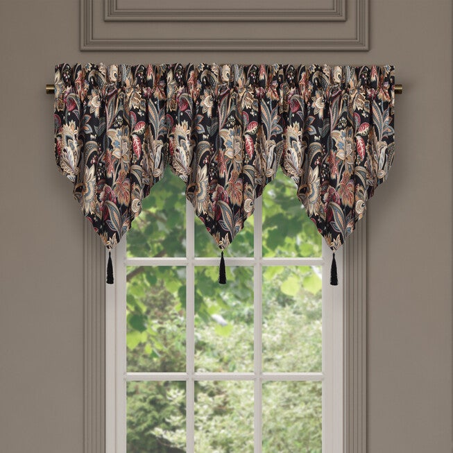 Calabria Window Ascot Valance, BLACK, alternate image number null
