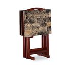 Jasper Tray Table Set Brown Faux Marble, BROWN, hi-res image number null