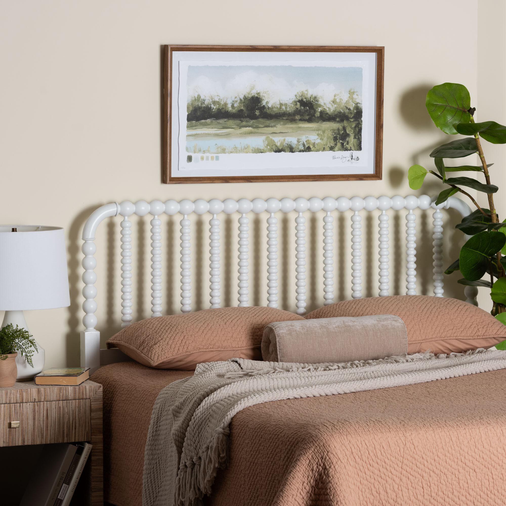 Finley Turned Bobbin Headboard, WHITE, alternate image number 4
