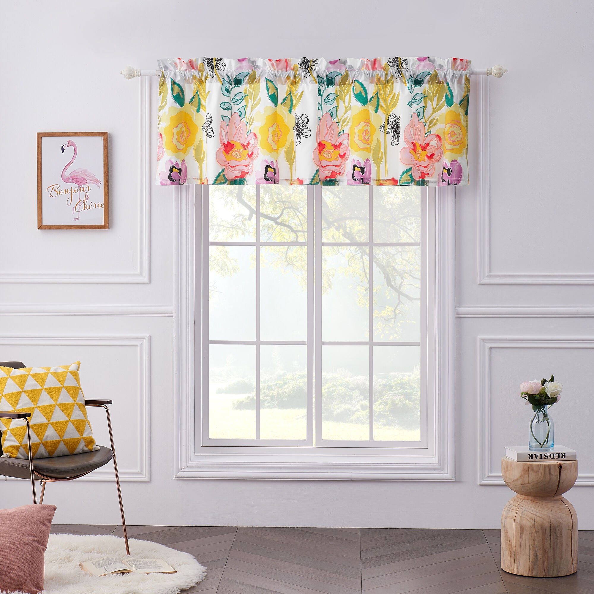 Watercolor Dream Window Valance Curtains, White, WHITE, alternate image number 4