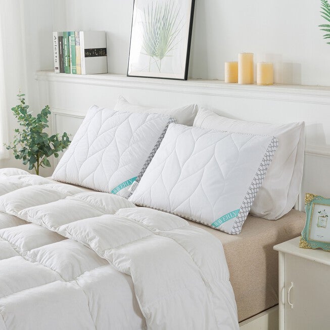 Antimicrobial Quilted Nano Feather Gusseted Pillow Bed Pillow, , on-hover image number 1