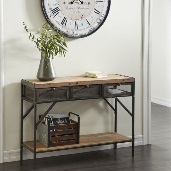 Brown Industrial Metal Console Table, 32 x 43, , alternate image number null