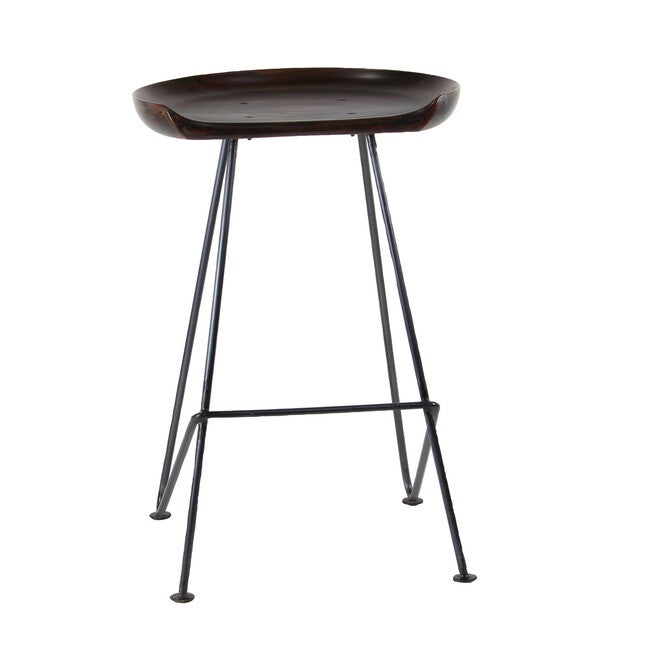 Brown Iron And Wood Rustic Stool Bar Stool, , alternate image number null