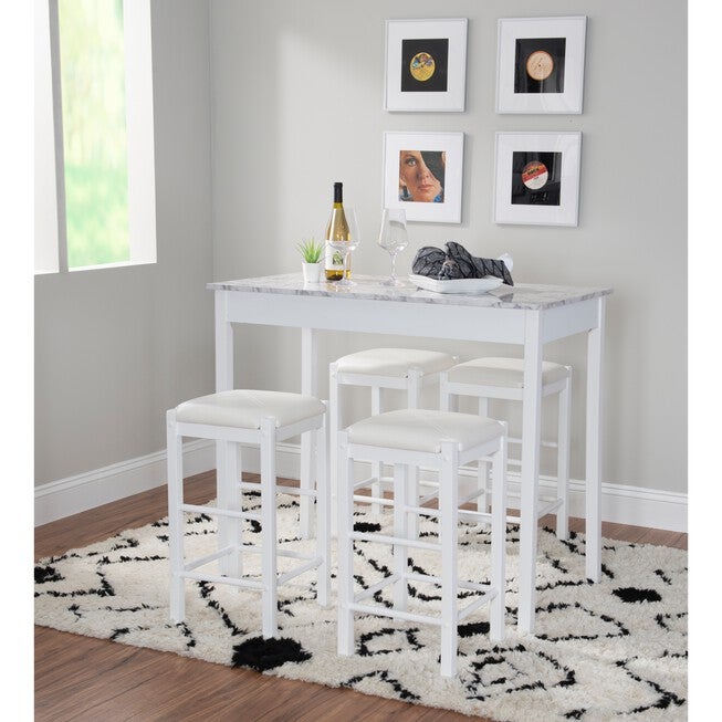 Lancer 5-Pc. Tavern Set White Faux Marble, , alternate image number null