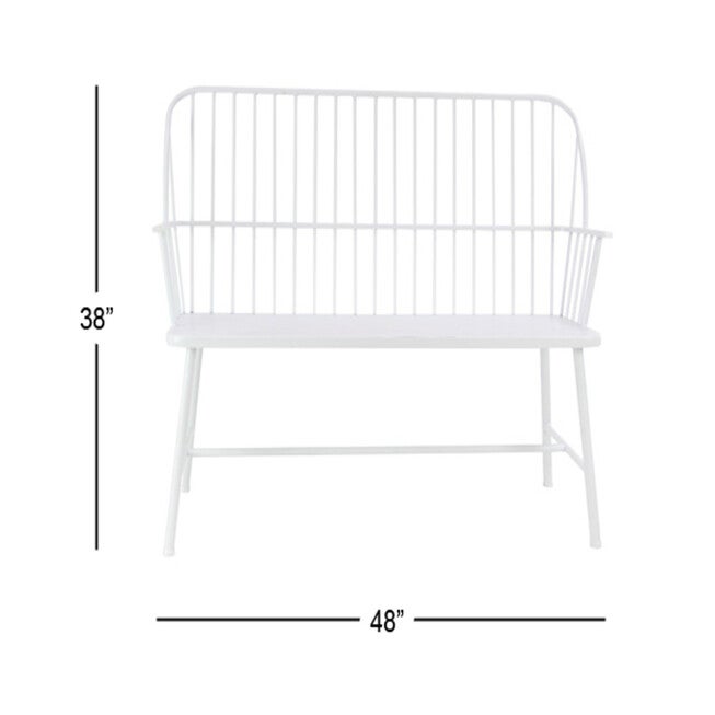 White Metal Farmhouse Bench, , alternate image number null