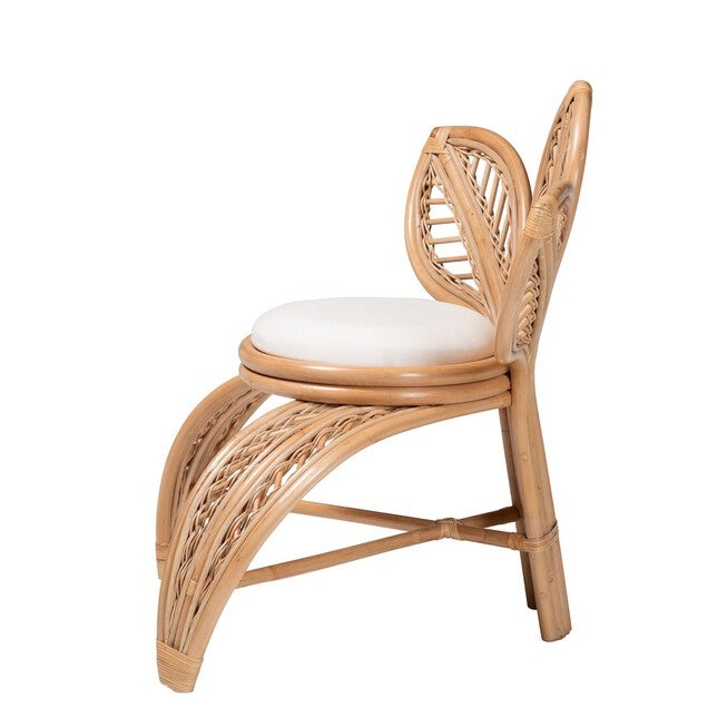 Gresham Modern Bohemian Natural Rattan Leaf Accent Chair, , alternate image number null