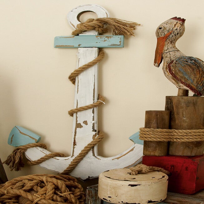 White Coastal Anchor Wood Wall Décor, , alternate image number 7