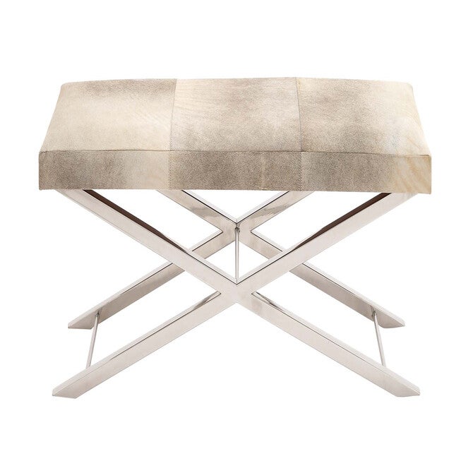 Rectangular Beige Leather Cushioned Bench Bench, BEIGE, hi-res image number 0