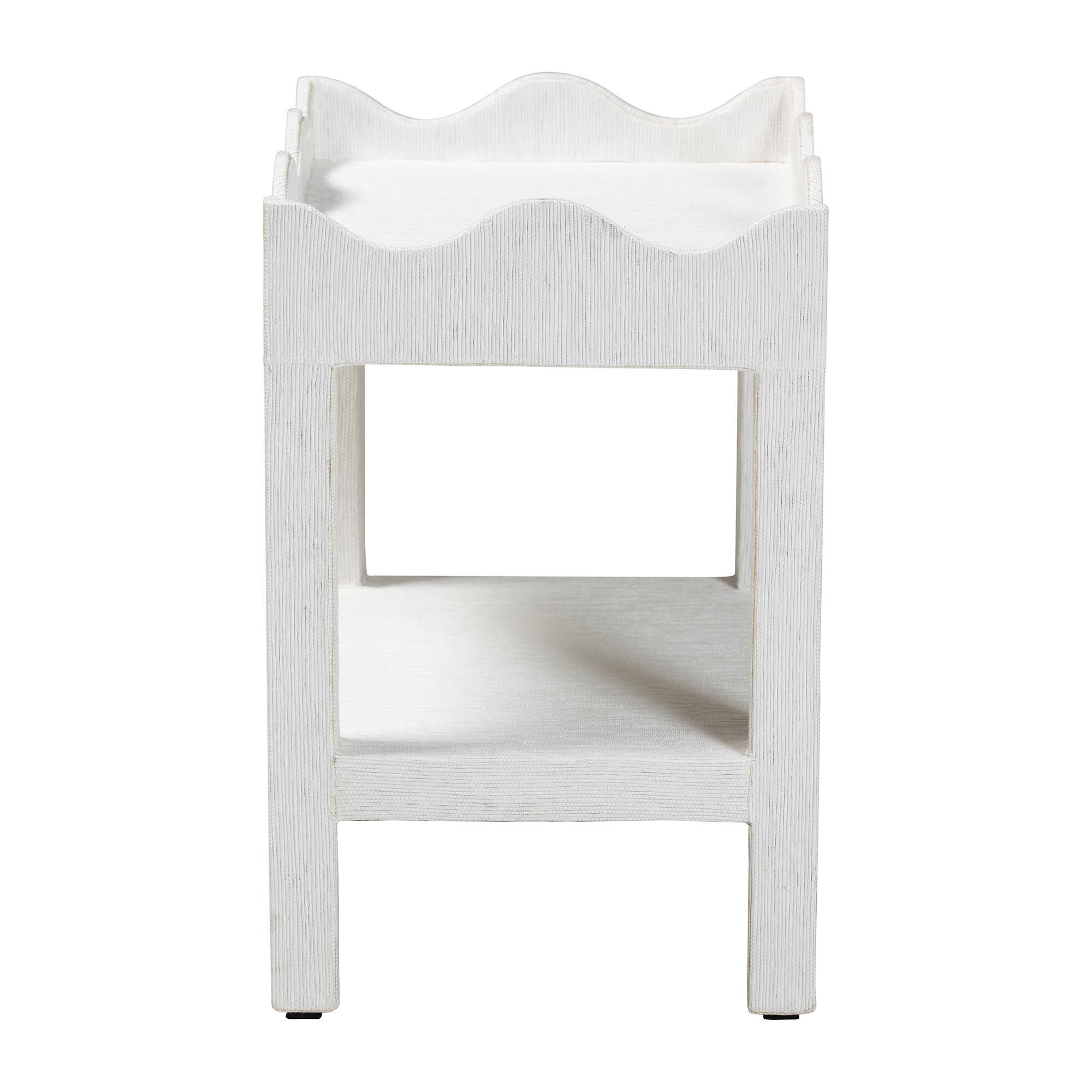 Sebastian Grasscloth Scalloped End Table, WHITE, alternate image number 3