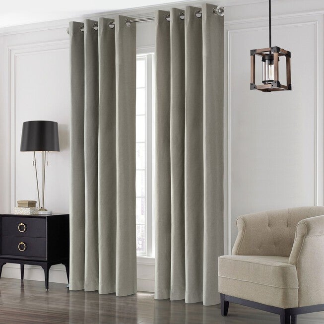 Thermaplus Edison Indoor Single Grommet Curtain Panel, LIGHT GREY, hi-res image number 0
