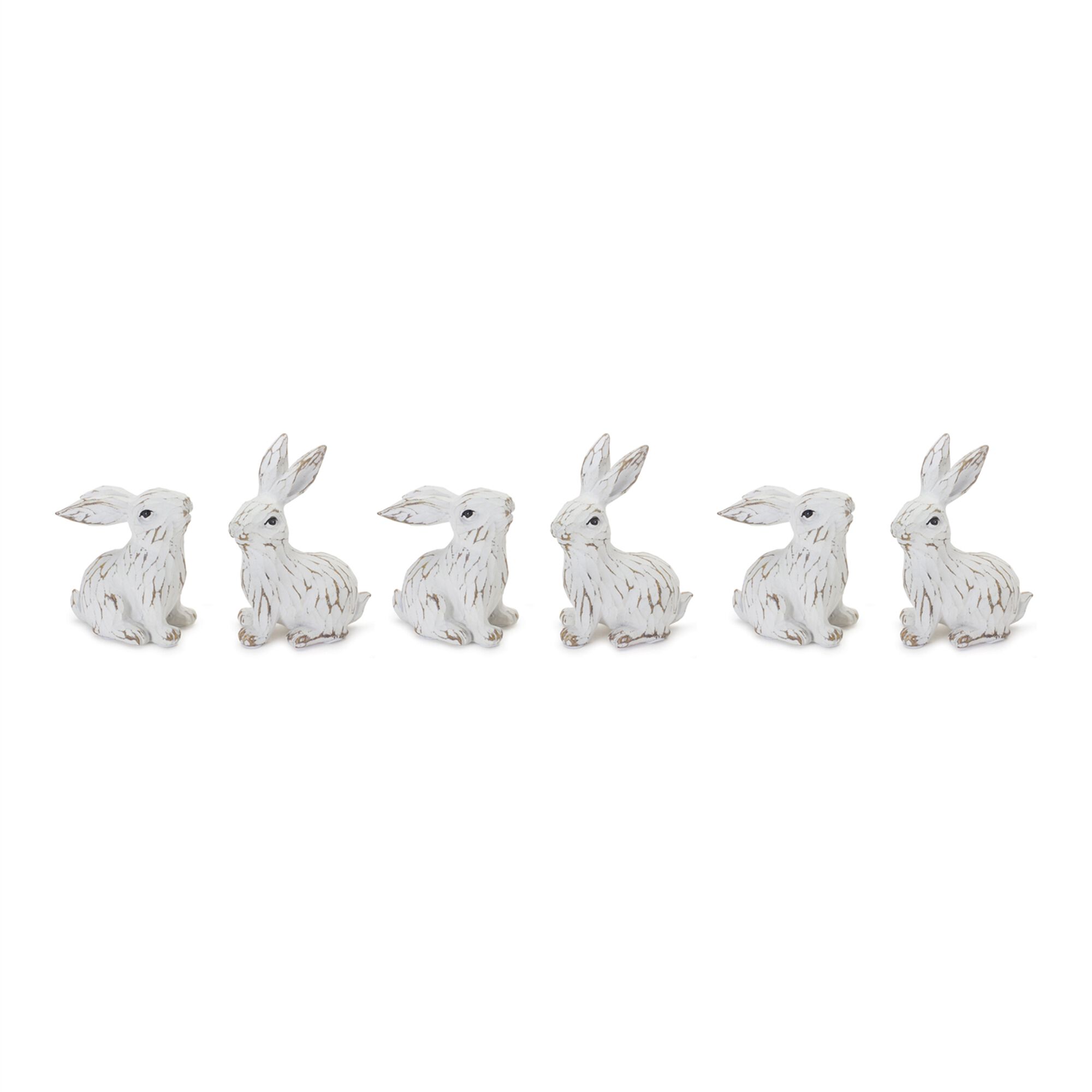 Bunny (Set of 6) 3.25 inchesH, 3.75 inchesH Resin, WHITE, alternate image number 2