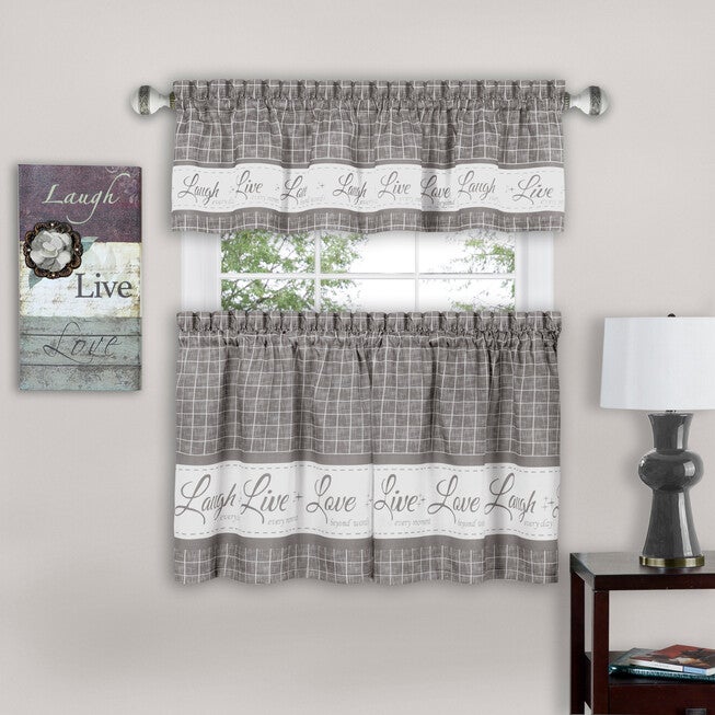 Live, Love, Laugh Window Curtain Tier Pair and Valance Set - 58x24, , alternate image number 7