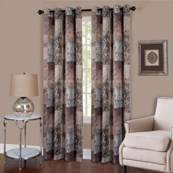 Vogue Grommet Window Curtain Panel, BROWN, hi-res image number null