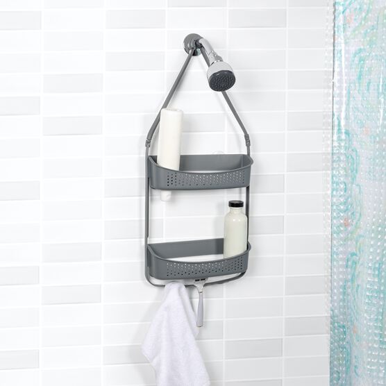 Multi-Functional 2-Shelf Shower Caddy, Grey, , alternate image number null