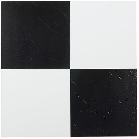 Sterling 12" x 12" Self Adhesive Vinyl Floor Tile, BLACK WHITE, hi-res image number null