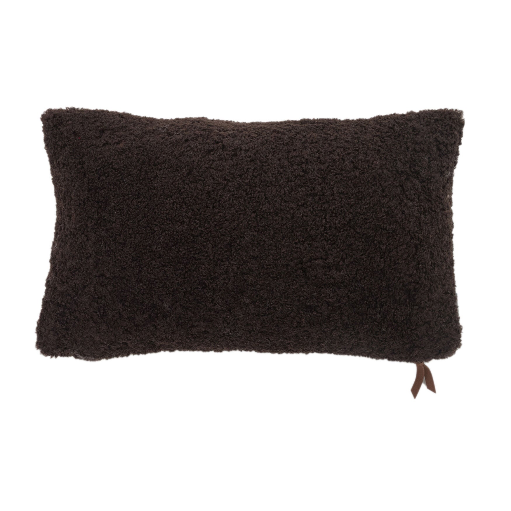 Teddy Sherpalux Plush Solid Lumbar Pillow, HOT FUDGE, hi-res image number 0
