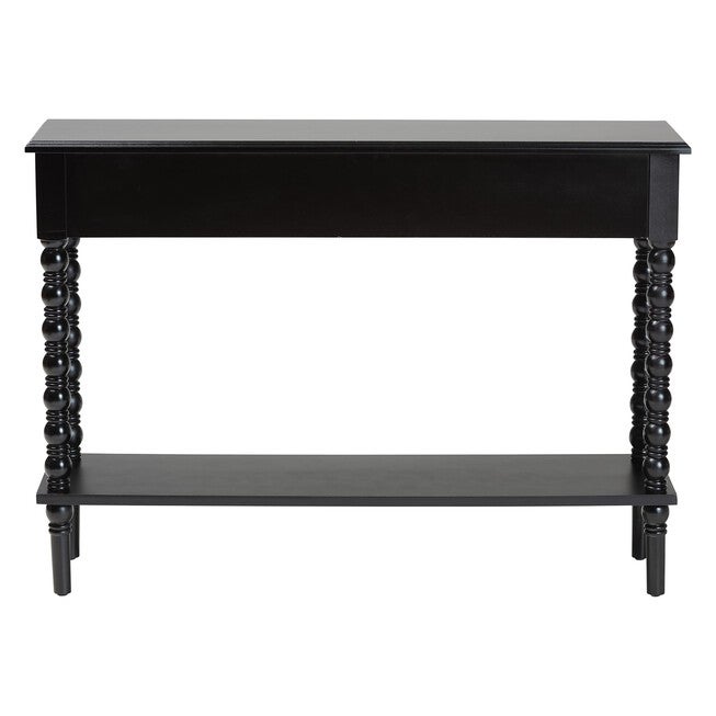 Malinda Classic Black Wood 2-Drawer Console Table with Spindle Legs, BLACK, alternate image number null