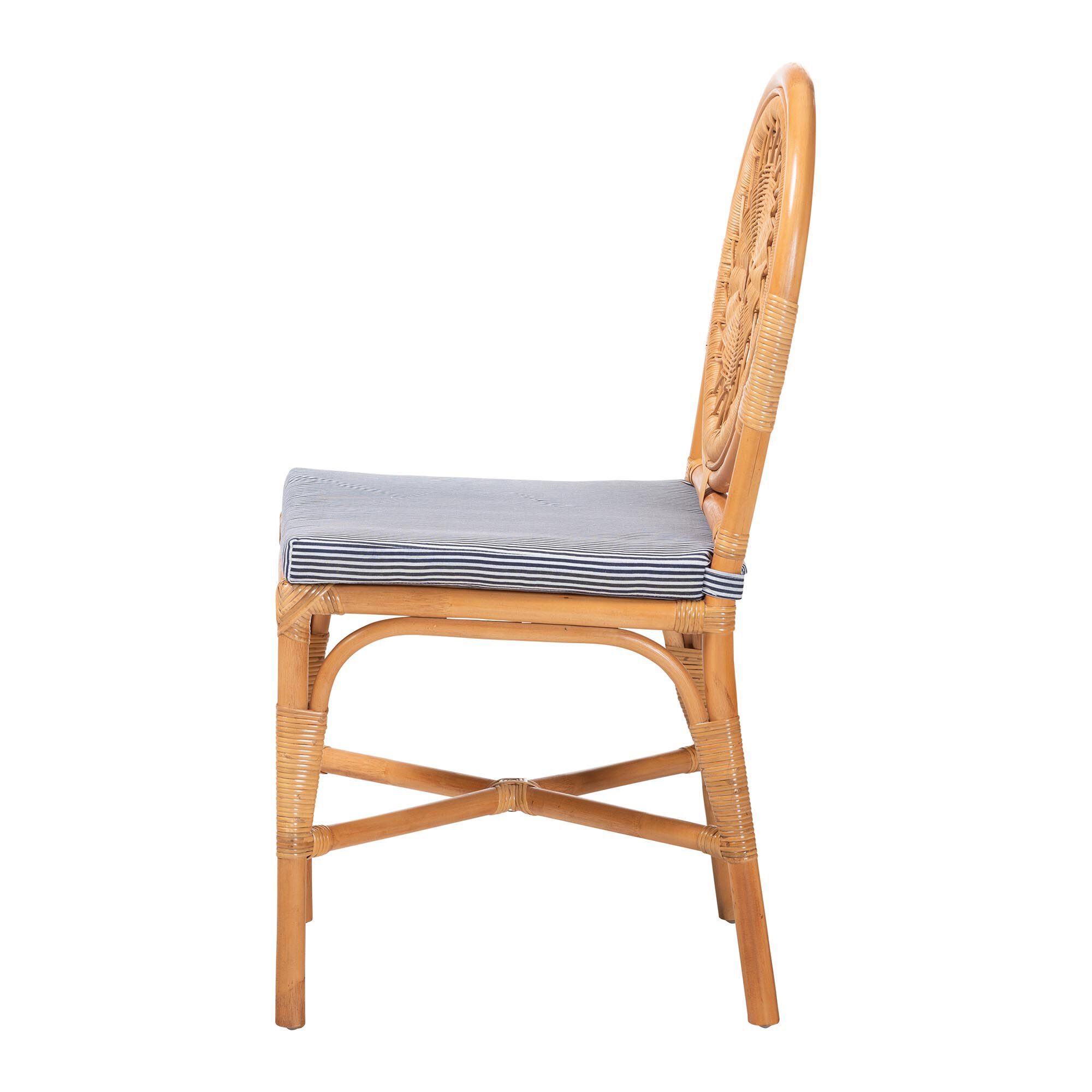 Oberon Natural Rattan Dining Chair with Cushion, HONEY, alternate image number 3