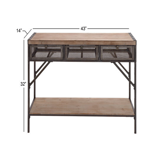 Brown Industrial Metal Console Table, 32 x 43, , alternate image number null