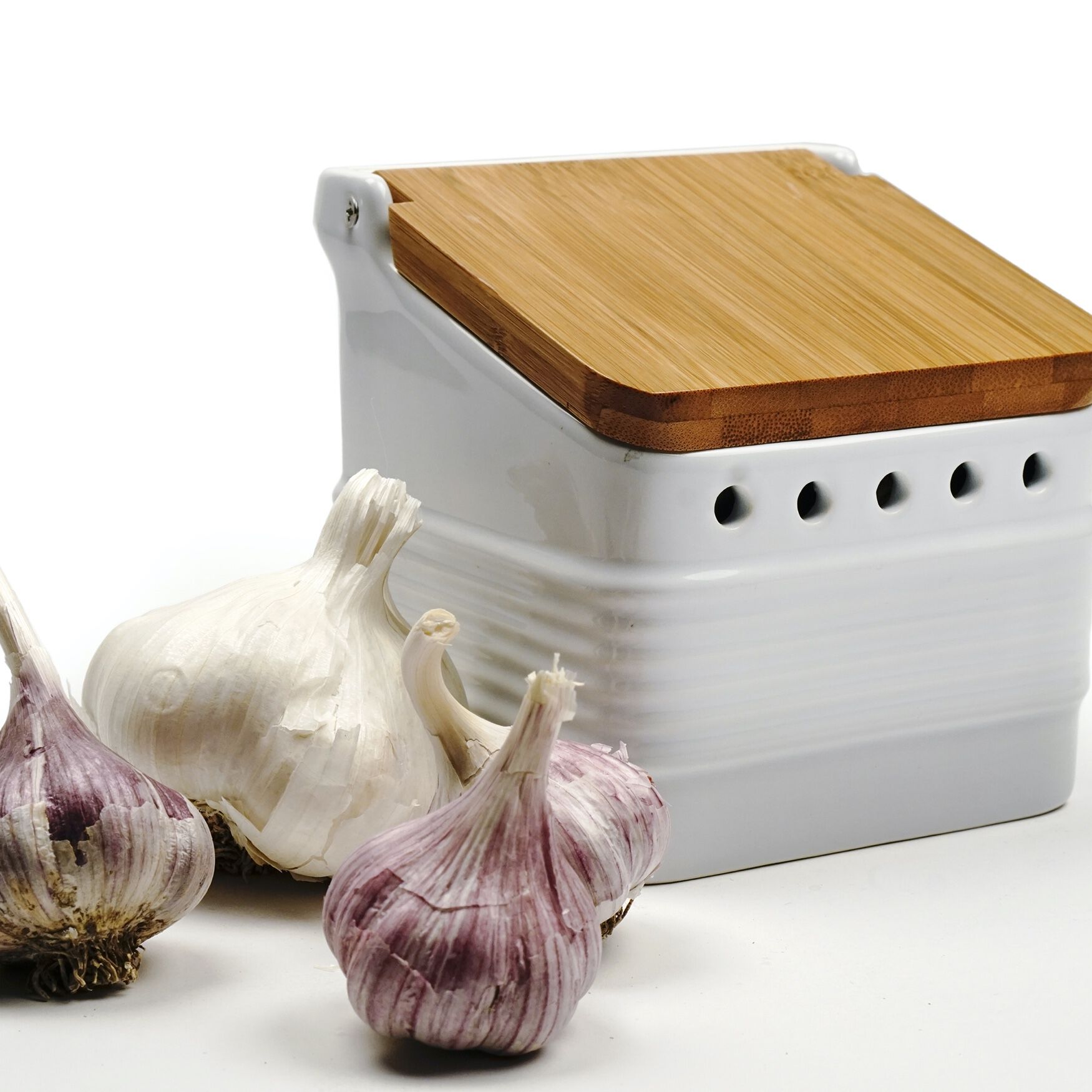 Stoneware Garlic Keeper - White, , alternate image number 3