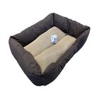 SELF COOLING EMBOSSED FAUX LEATHER DOG BED- BROWN Medium size, BROWN, hi-res image number null