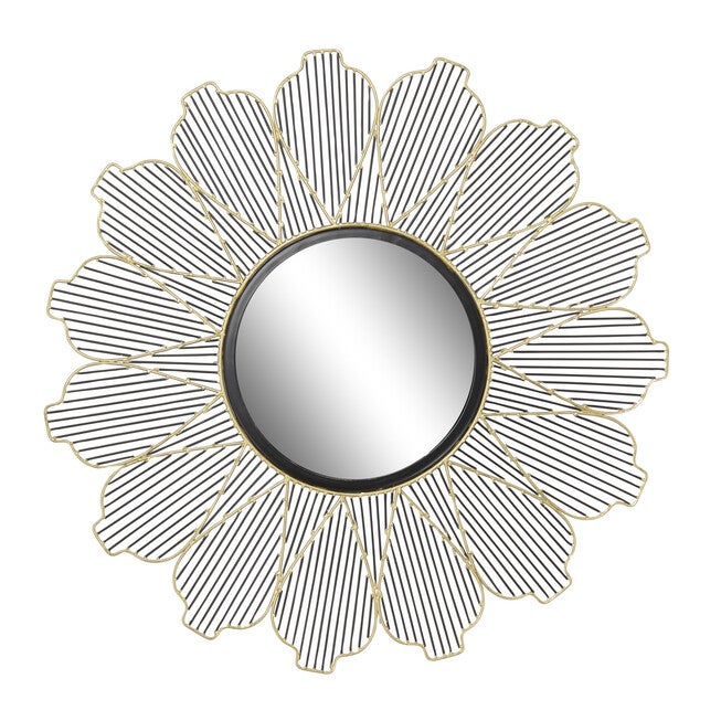 Black Contemporary Metal Wall Mirror, BLACK, hi-res image number 0