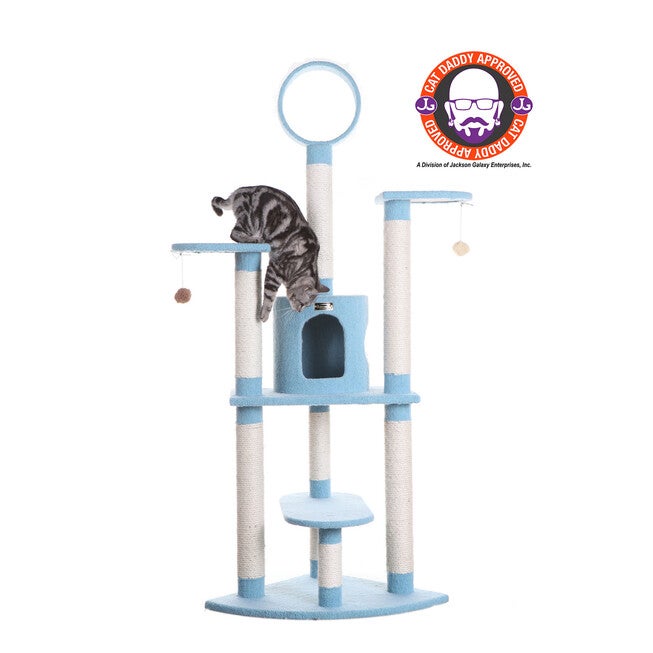 Classic 65 inches Real Wood Five Levels Cat Tree With Perch, Condo, Hanging Tunnel, SKY, hi-res image number null