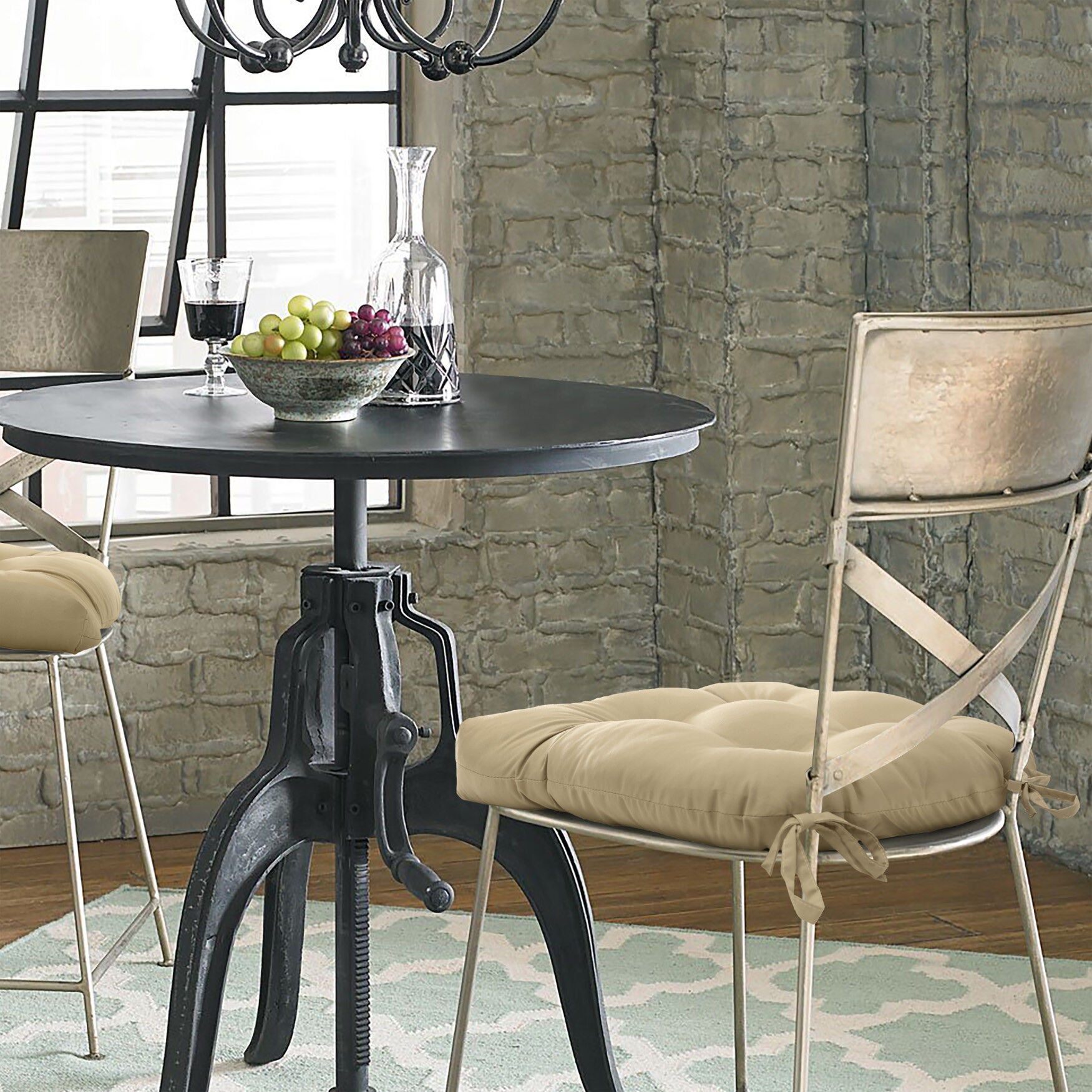 Tufted Chair Pad Pack Of 2 15 X 15, BUFF, hi-res image number 0