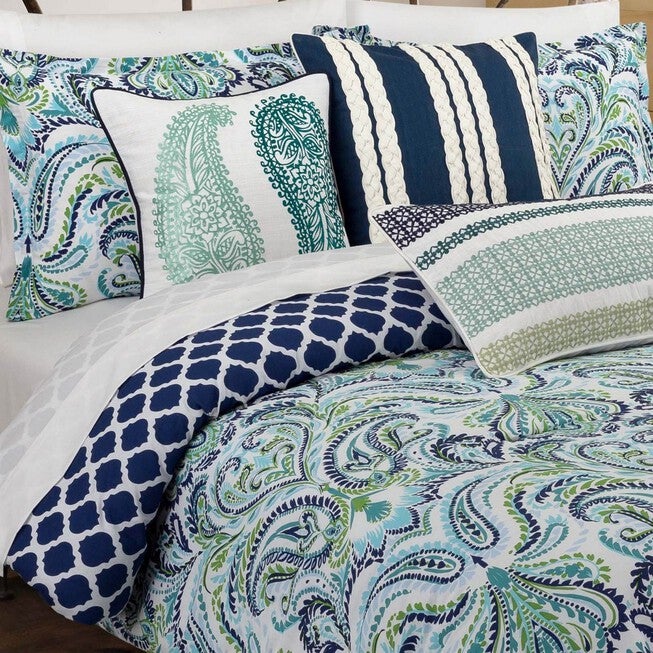Painterly Paisley Blue Duvet Set, , alternate image number null