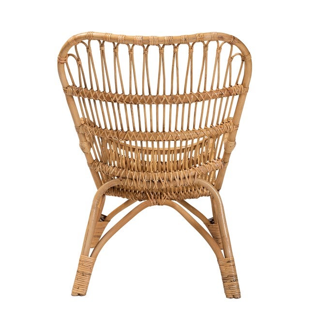 Earvin Modern Bohemian Natural Brown Rattan Armchair, , alternate image number null