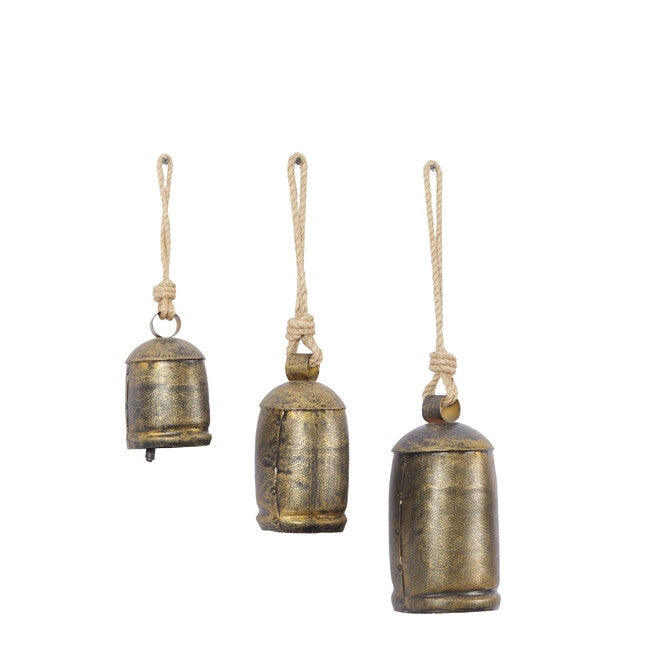 Set Of 3 Bronze Metal Rustic Windchime, , alternate image number null