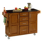 Large Cottage Oak Finish Create a Cart with Black Granite Top, OAK BLACK, hi-res image number null