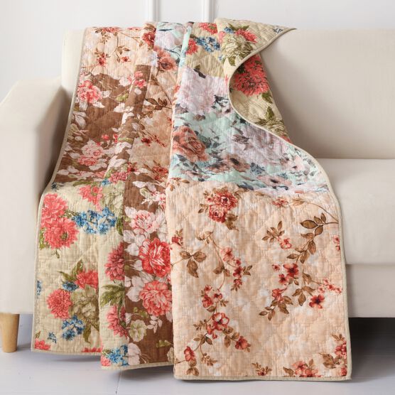 Briar Quilted Patchwork Throw Blanket, NATURAL, hi-res image number null