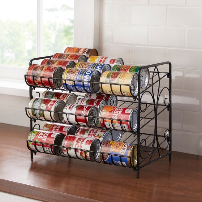 Scroll 3-Tier Can Organizer, BLACK, hi-res image number 0