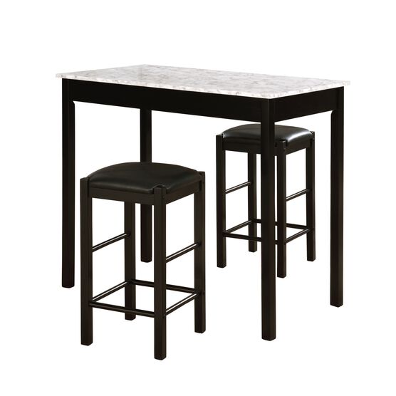 Lancer 3-Pc. Tavern Set, Faux Black Marble, BLACK, hi-res image number null