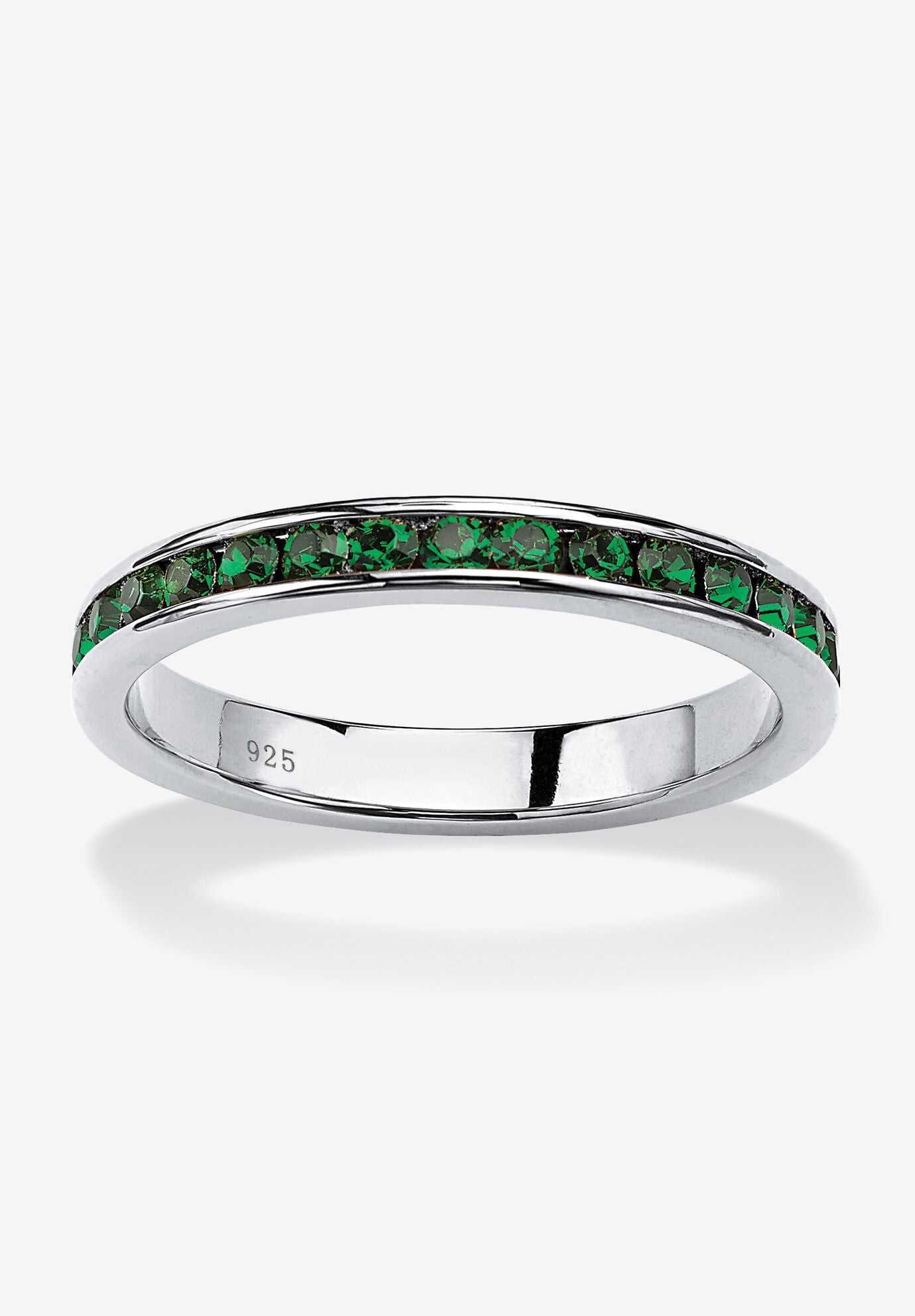 Sterling Silver Simulated Birthstone Stackable Eternity Ring, MAY, hi-res image number 0