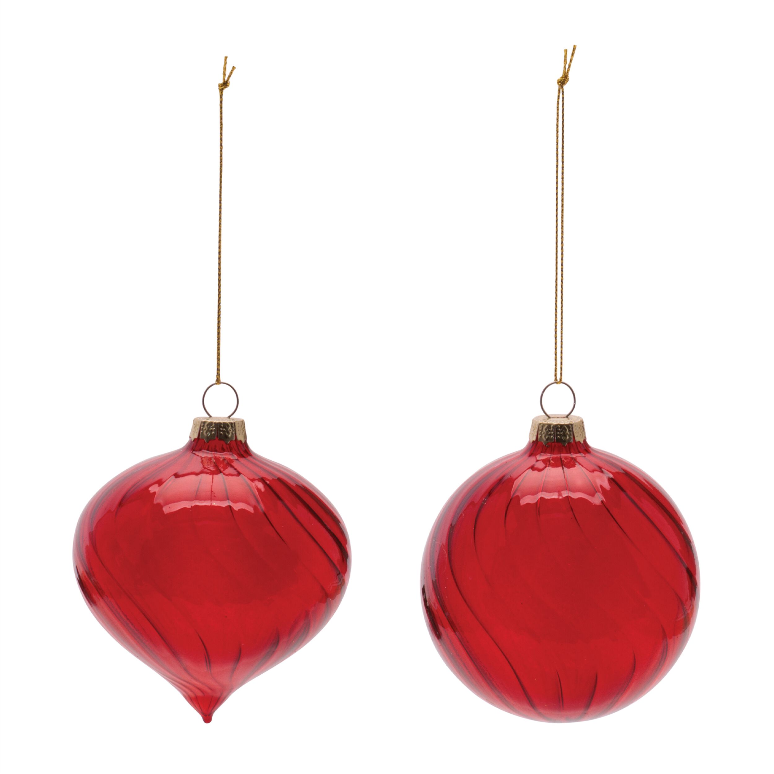 Swirled Glass Ornament (Set of 12), RED, alternate image number 1