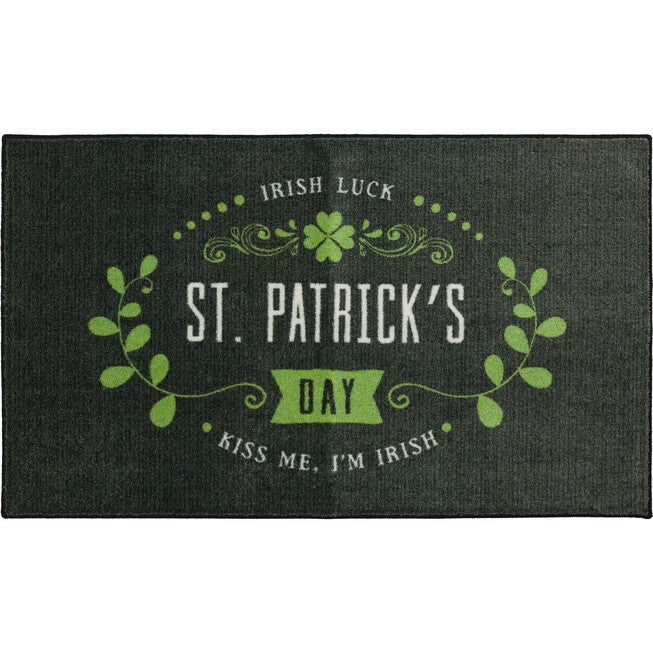 Irish Luck Black Kitchen Rug, BLACK, hi-res image number 0