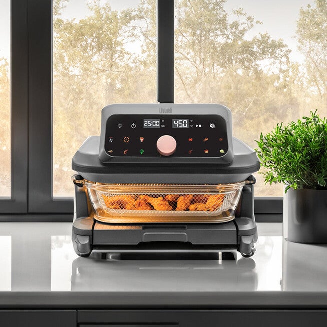 Livwell 6 Quart Glass Container Air Fryer, MATTE GREY, alternate image number null