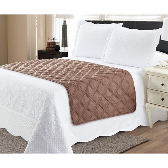 Solid Reversible Quilted Bed Runner Protector, TAUPE BEIGE, hi-res image number null