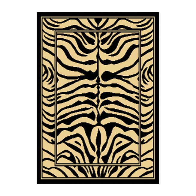 Zone Zebra Print Rug, 5 feet 2 inchesx7 feet 4 inches, BLACK, hi-res image number 0